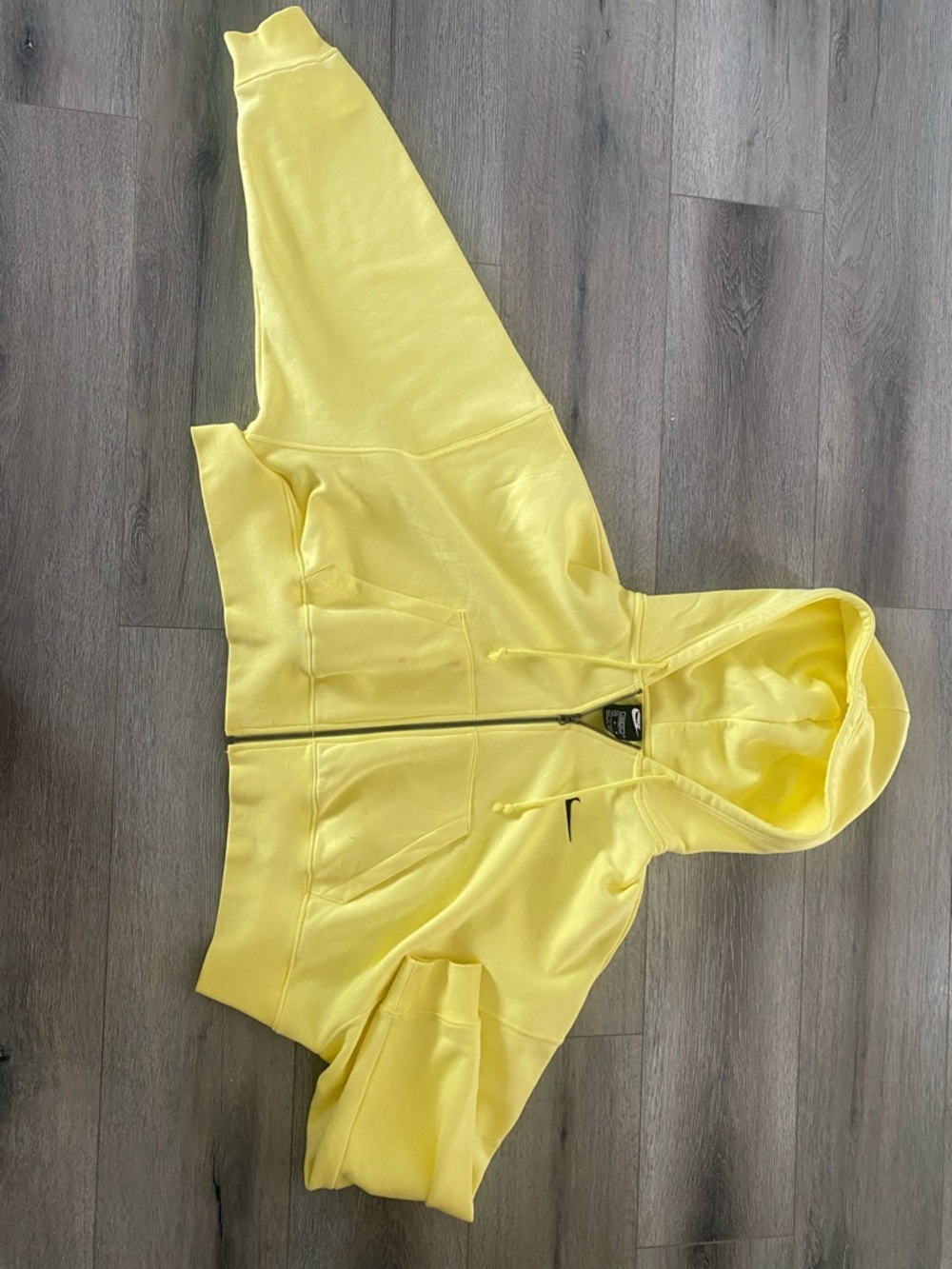 Nike Bright Yellow Zip Hoodie with Black Swoosh
